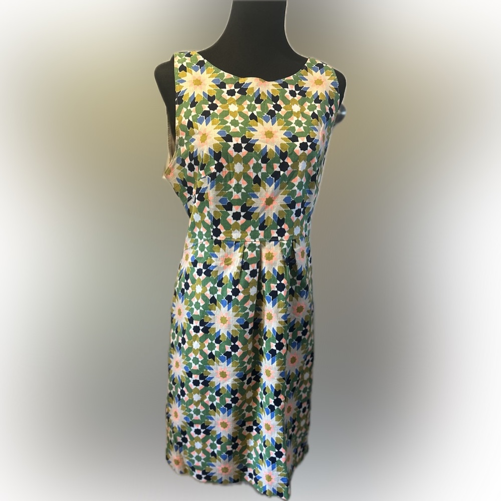 $25 sale Fossil Patterned Kaleidoscope Mosaic Sleeveless Sheath Dress L. 112